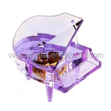 Wholesale Unique design black color crystal piano model with music for wedding favors