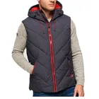 High quality mens down vest with fur hood custom print goose down vest puffer vest