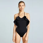 Women Sexy Single Shoulder Swimsuit Solid Color One Piece Swimwear 2018 NEW Swimsuit Bathing Suit Spring Beachwear