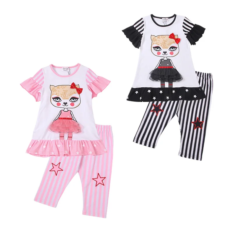 Boutique children clothing set cat face flutter sleeve girl kids t shirt top kids leggings, Pink, black
Boutique children clothing set cat face flutter sleeve girl kids t shirt top kids leggings, Pink, black
