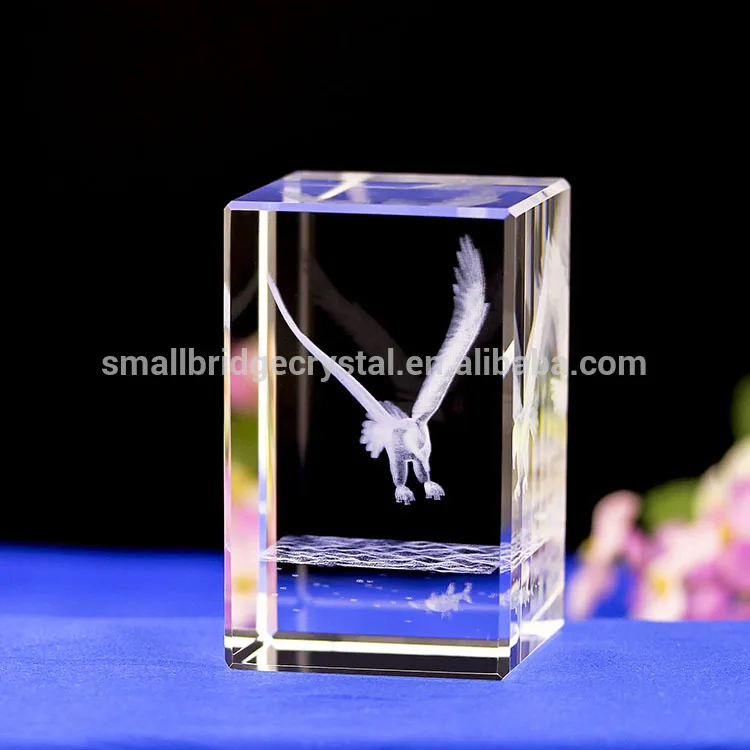 product wholesale high quality 3d crystal eagle customized glass cube-27