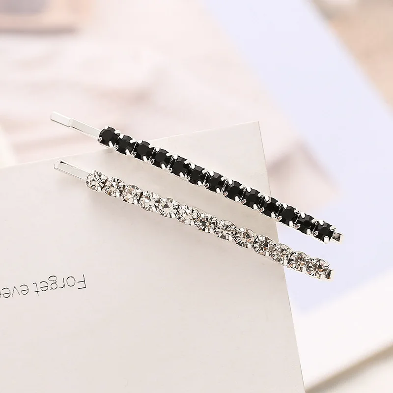 6.5cm curved rhinestone bobby pin silver/black bling metal hair pin bobby silver hair clips accessories