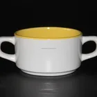 stackable ceramic soup bowl with handle