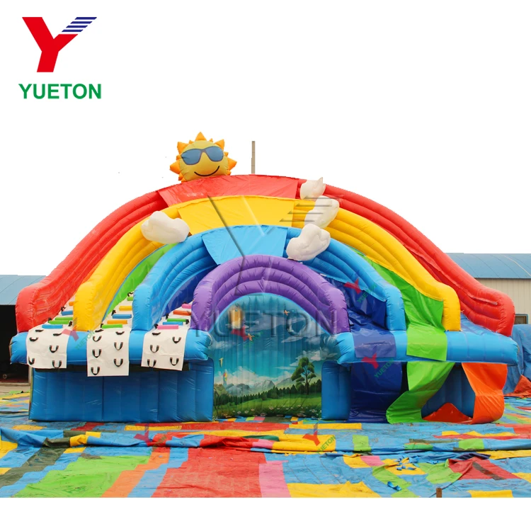 Zhengzhou Yueton Beach Games Large Inflatable Water Slide With Pool Together