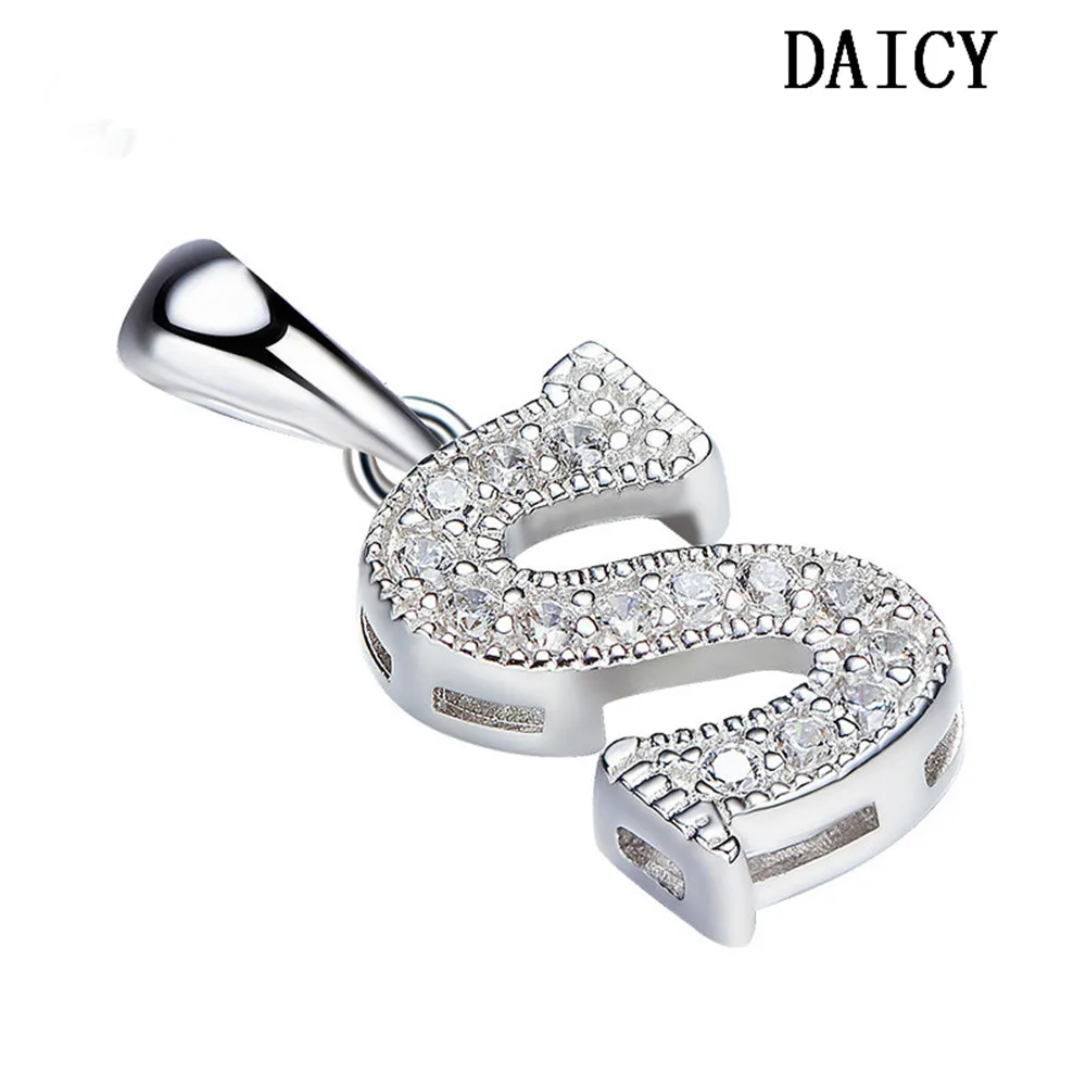 daicy fashion women mini alphabets pave zircon sterling silver