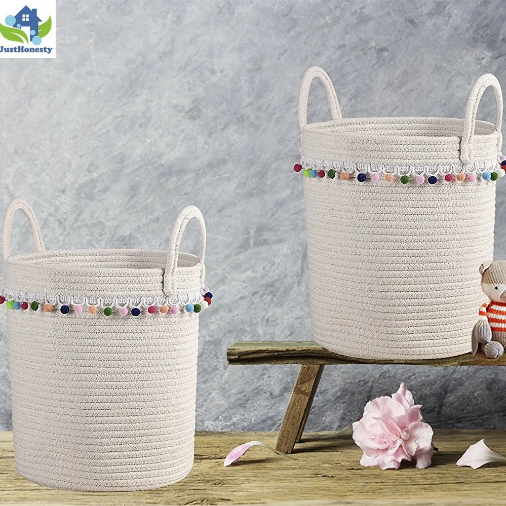 baskets cotton rope basket woven baby laundry basket with handle