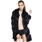 Factory Custom Dyed Strip Colors Luxury Genuine Rex Rabbit Fur with Sheepskin Coat for Ladies Women