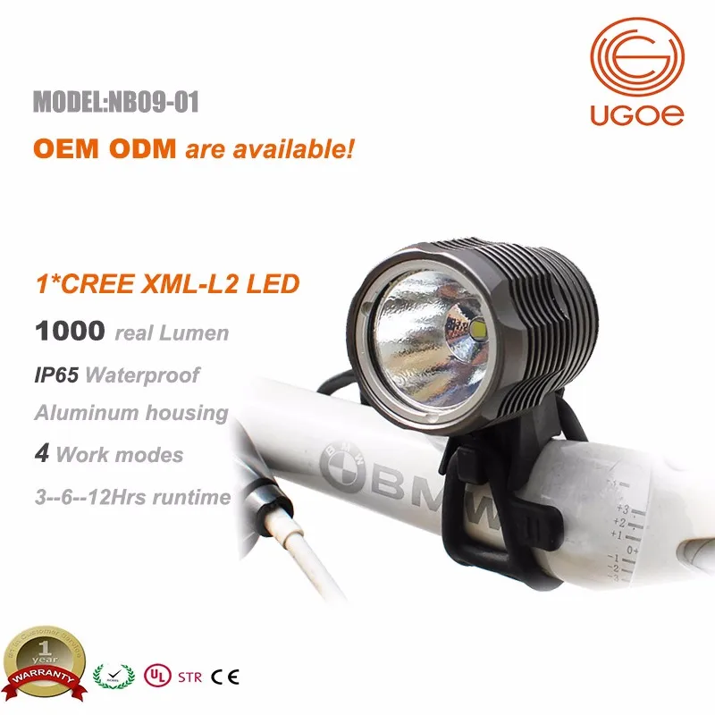 Ugoe 1000 lumens Easy mount and release led bike light MTB light