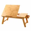 portable bamboo notebook bed table with adjustable feet