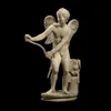 Ancient Greek White Stone Boy and Lion Statue Garden Sculpture