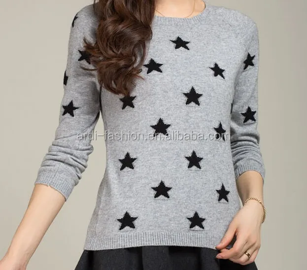 stars pattern knitted oversized ladies  cashmere sweaters