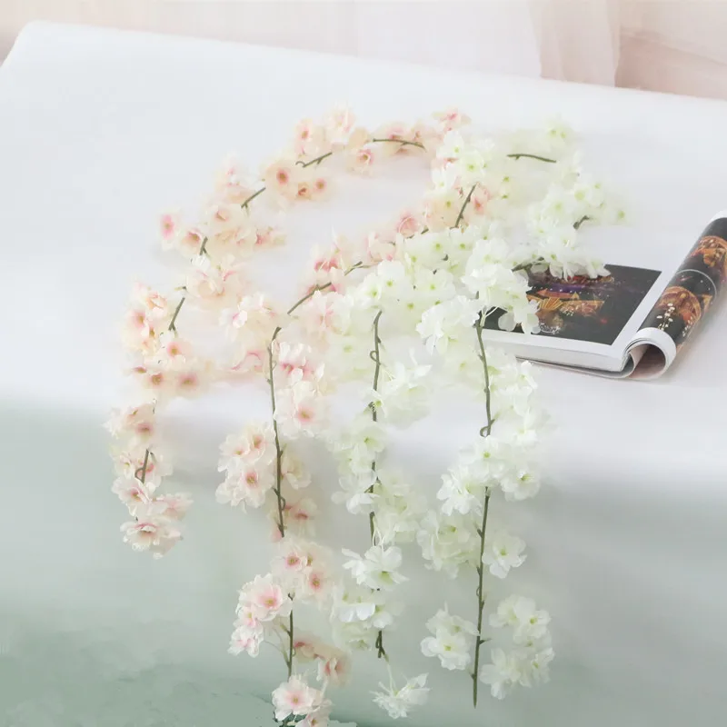 Flone Wedding Decoration Artificial Silk Flower Vine Flower Rattan Artificial Cherry Blossoms Flowers Home Party Office Decor (6)