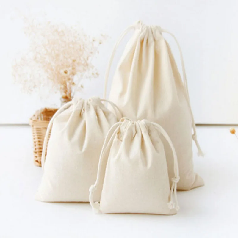 small canvas drawstring bags