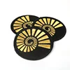 Guangzhou China Embroidery Label Factories Custom Golden Metallic Thread Fish Shell Logo Round Embroidered Patches for Caps