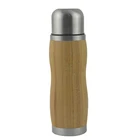 New design double wall insulated stainless steel bamboo drink water bottle