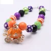 Wholesale Halloween Necklace Kids Gift Chunky Bead Bubble Gum Pumpkin carriage Baby Teething Bow Necklace