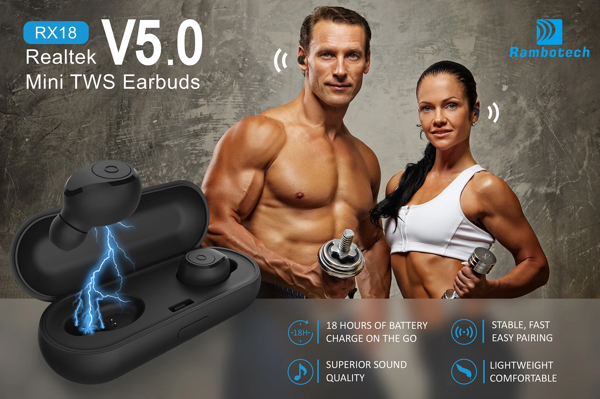 Shenzhen Factory Mobile Phone Bluetooth Headphones Headset V5.0 Manufacturer RX18,TWS Earbuds Earphone For Handsfree Call - ANKUX.COM