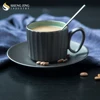 Restaurant Porcelain Colored Cup And Saucer Black Outside Blue Inside Coffee Table Set