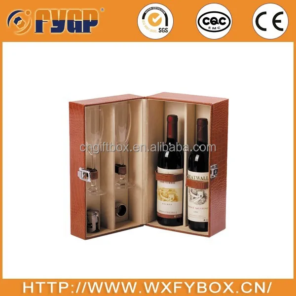 customized wine glass display box with 2 cups