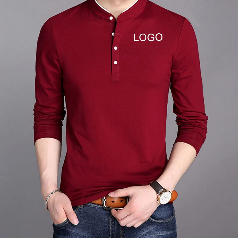 Custom logo spring and summer new men's 100% cotton long sleeves stand collar plain color tee shirt
Custom logo spring and summer new men's 100% cotton long sleeves stand collar plain color tee shirt
