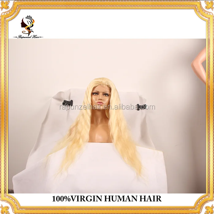 Amazaing 32inch long blonde human hair wig#613 platinum blonde human hair full lace wig
