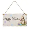 Wholesale Happy Easter Sign Wooden Rabbit Hanging Decoration