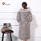 Rabbit Coats Rabbit All Fur Coats Factory Direct Ladies Winter Grey Rabbit Fur Collar Long Coats