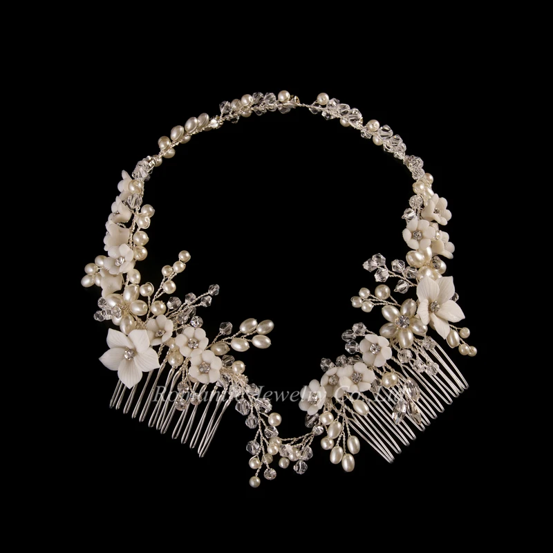 New Product Handmade vintage pearl crystal stone wedding bridal headpiece hair accessories