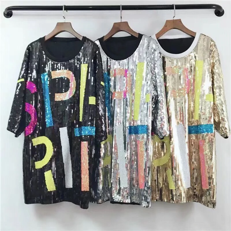 Women Hip Hop Costumes Clothing performance Sequin Top Shiny Custom T Shirts Dress, Black
Women Hip Hop Costumes Clothing performance Sequin Top Shiny Custom T Shirts Dress, Black