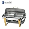 C080 Titanium Plated Rectangular Roll Top Food Warmer Chafing Dishes For Catering For Sale