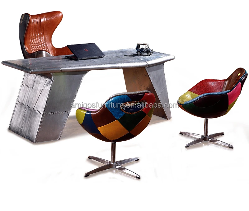 Executive Antique Design Industrial Style Aluminum Office Desk