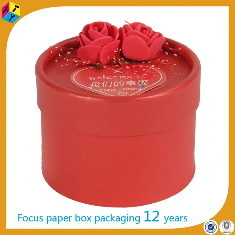 wholesale handmade red round favour boxes