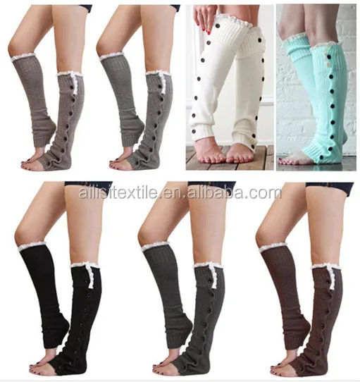 new fashion leg warmer woman and gril knit buttons leg warmer