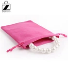 Hot Luxury Printed Logo Small Velvet Jewelry Pouch Drawstring Bag