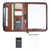 2019 A4 size conference organiser manufacture PU leather portfolio file folder with calculator