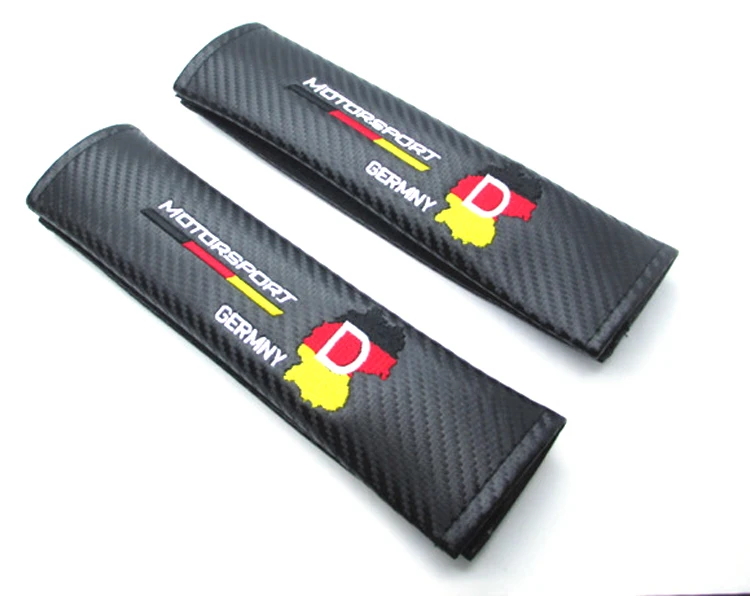 Hot sale 2pcs/lot universal Germany map carbon fiber soft car styling safely seat belt shoulder pads cover for all cars