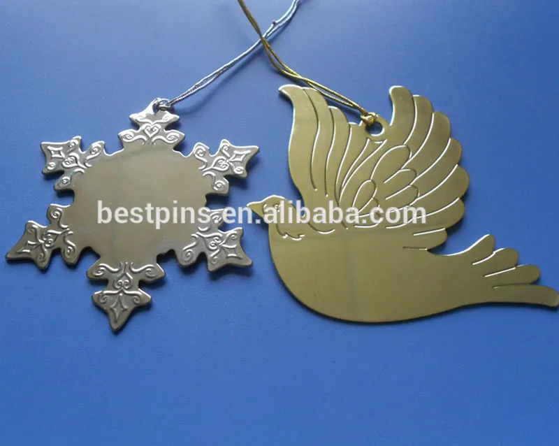 snow flower and bird design metal ornament for christmas gift