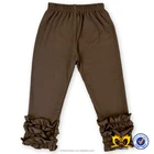 Best Selling Colorful Solid Color Kids Tights Baby Girls Triple Ruffle Leggings Wholesale Children Boutique Cotton Pants