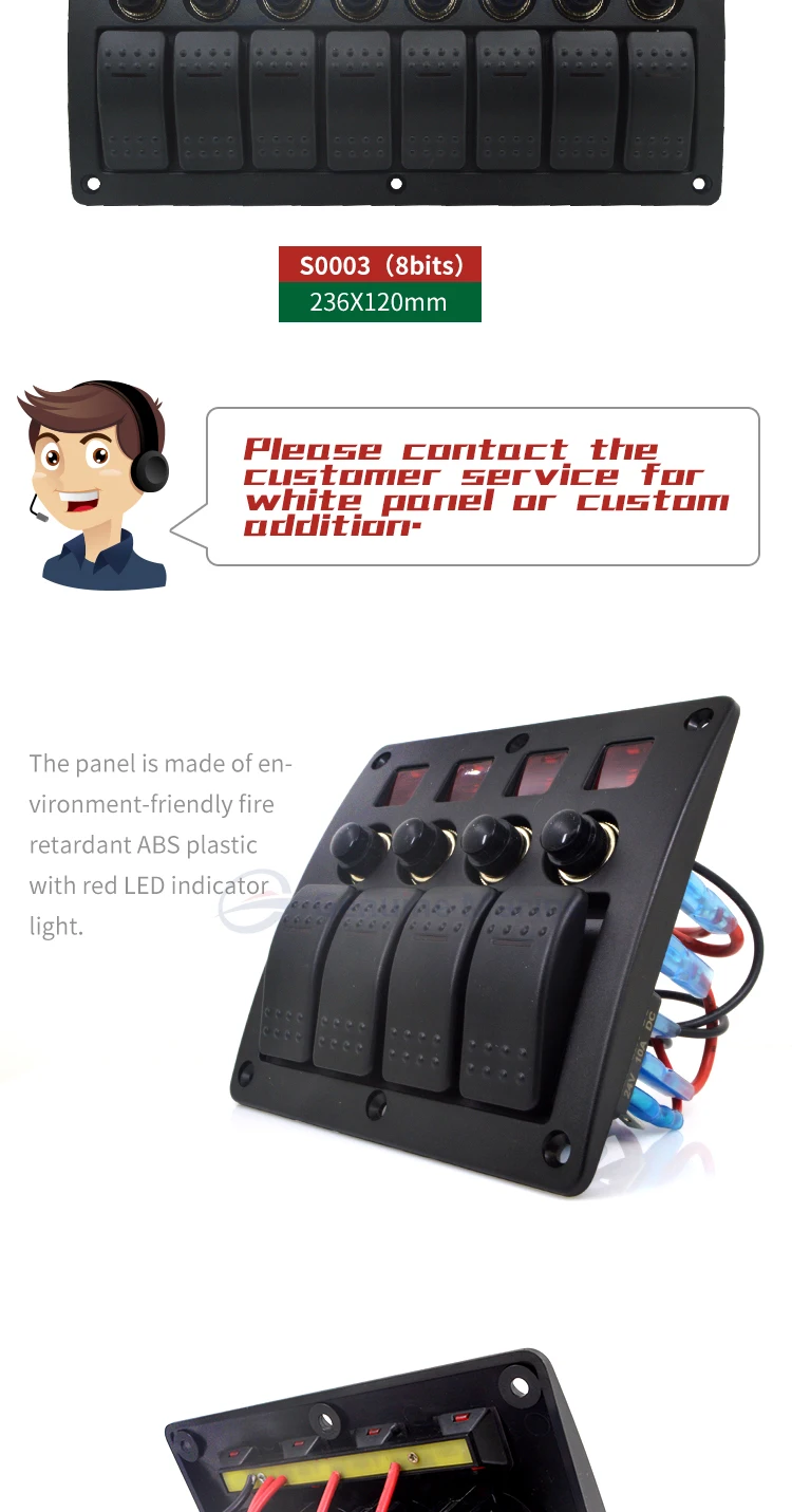 Genuine marine 12 volt off road yahama racing switch panel with circuit breakers utv main switch panel
