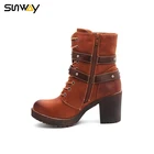 Wholesale Hot Sale Round Waxed Lace Two Straps Decoration Women Cowboy Ankle Boots