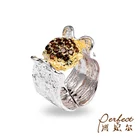 Italian Design Black Stone 925 Sterling Silver Ring with Gold Plated