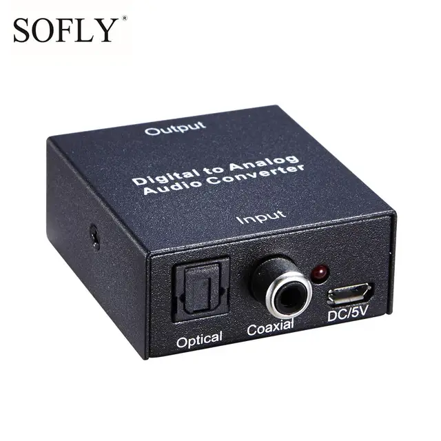 optical spdif/coaxial digital to analog rca l/r audio converter