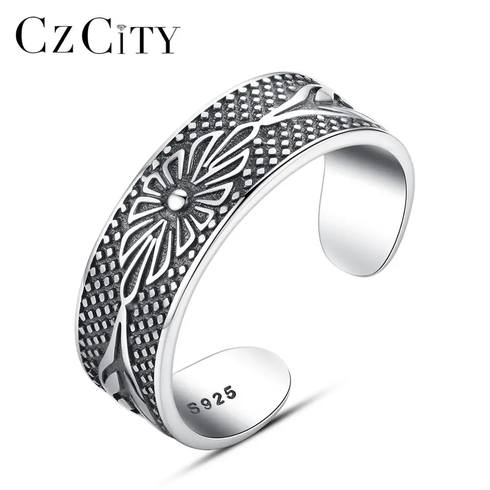 CZCITY Plant 925 Sterling Silver Opening Black Thai Old Cocktail Silver Woman Man Tail Ring
CZCITY Plant 925 Sterling Silver Opening Black Thai Old Cocktail Silver Woman Man Tail Ring
