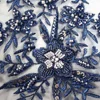 Navy blue lace dress french lace with beads sequins high quality embroidered tulle fabric for wedding gown HY0914-1