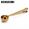 Unique kitchen gadgets milk fruit ball tool coffee spoon with bag clip