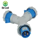 16a 230v 2 Way Industrial multiple socket outlet 1 in 2 out 16a 3 pin socket adaptor