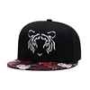 Wholesale Custom Cap Snapback Hats Tiger Embroidery Floral Snapback Hat 3D Rose Print Caps Twill Flat Brim