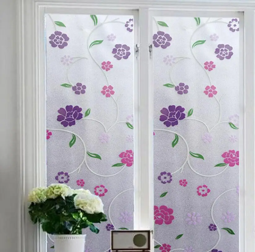 2017 renkli çiçek baskı statik dekoratif pencere camı filmi kapsayan moda duş odası kullanarak