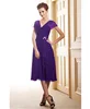 Glamourous Chiffon A-line V-neck Tea-Length Mother of the Bride Dress Fashion Short Mother Summer Dresses