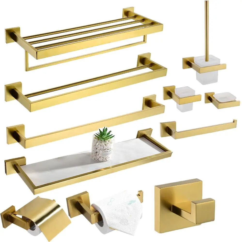 Cheap Stainless Steel Wall Mount Brushed Gold Square Bathroom Hardware Accessory Set
Cheap Stainless Steel Wall Mount Brushed Gold Square Bathroom Hardware Accessory Set